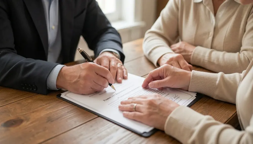 How Power of Attorney Works and When You Need One Person signing a power of attorney document with a trusted agent in a legal planning setting