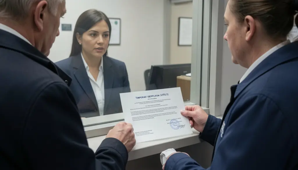 What Is a Temporary Identification Certificate and When Do You Need One Temporary Identification Certificate being presented at a government office for identity verification during ID replacement period