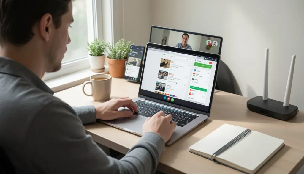Person using laptop and smartphone for online communication, shopping, and work, illustrating how the internet has transformed daily life and digital connectivity