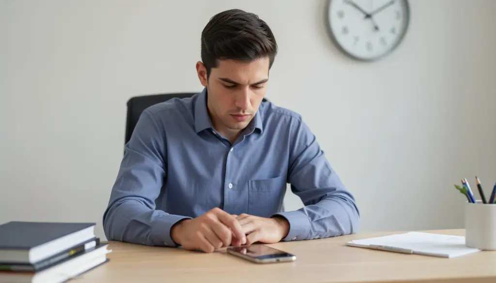 Professional working at organized desk with laptop and task list, demonstrating productivity habits and focused work routine