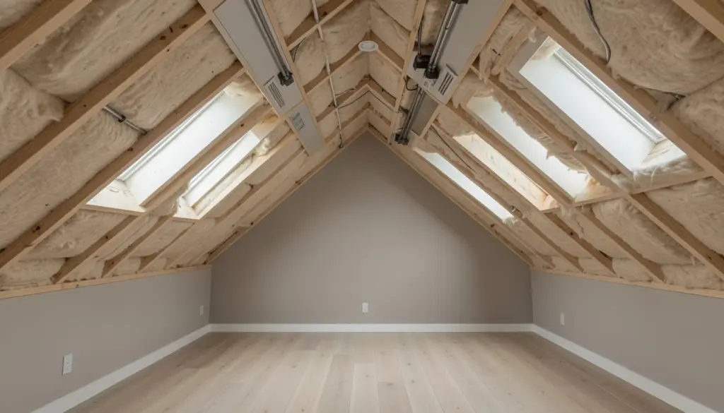 Upgraded attic insulation with sealed air leaks and proper ventilation improving home energy efficiency