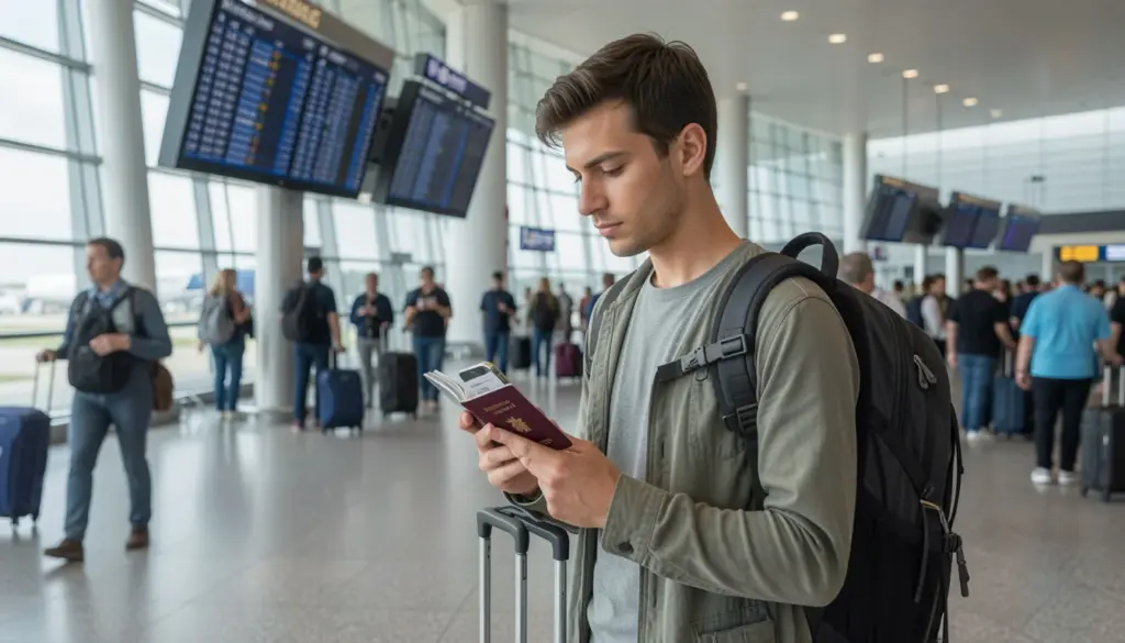 Solo Travel Safety Tips: Before, During & After Your Trip Solo traveler checking passport and phone in airport while preparing for a safe and organized trip